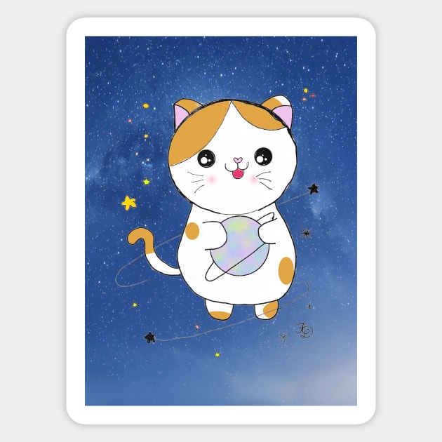 A cat in the stars Sticker by Fradema